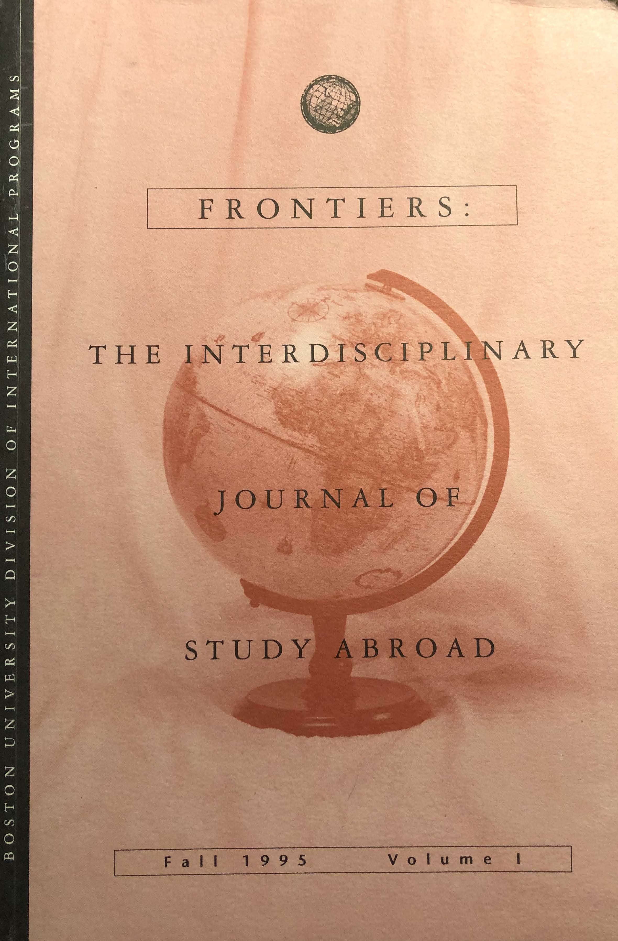 Red cover featuring an image of a globe in the background with the title of the journal and volume number printed across the center, along the left edge is printed "Boston University Division of International Programs"